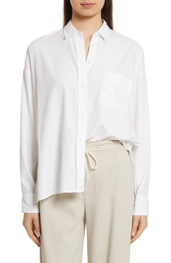 Women's Vince Single Pocket Cotton & Silk Shirt - White