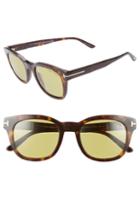 Women's Tom Ford Eugenio 52mm Sunglasses - Dark Havana/ Green