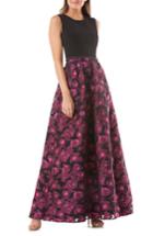 Women's Carmen Marc Valvo Embellished Crepe & Brocade Gown