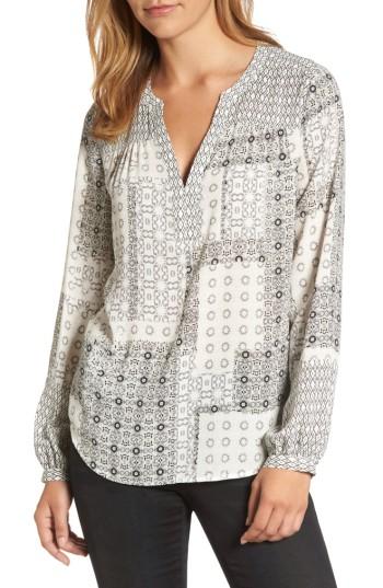 Women's Nydj Print Peasant Top - Black