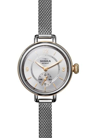Women's Shinola Birdy Mesh Bracelet Watch, 34mm