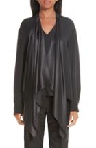 Women's Calvin Klein 205w39nyc Satin Tie Neck Silk Blouse Us / 38 It - Black