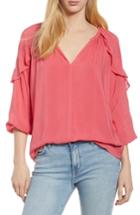 Women's Velvet By Graham & Spencer Ruffle Shoulder Blouse - Pink