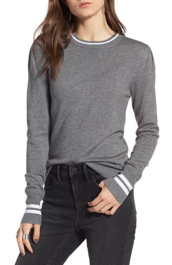 Women's Treasure & Bond Sporty Stripe Sweater, Size - Grey
