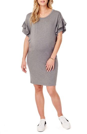 Women's Ingrid & Isabel Ruffle Sleeve Maternity T-shirt Dress - Grey