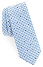 Men's 1901 Flower & Gingham Cotton Tie, Size - Blue