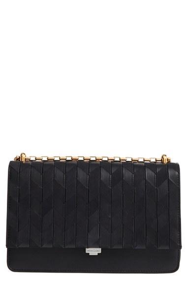 Michael Kors Medium Yasmeen Chevron Leather Clutch - Black