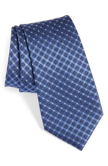Men's Calibrate Forget Me Not Floral Silk Tie, Size - Blue