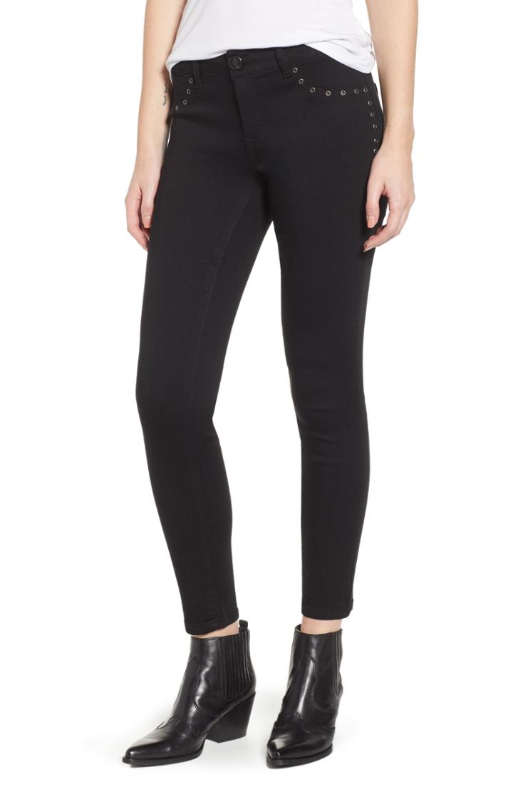 Women's 1822 Denim Grommet Detail Skinny Jeans - Black