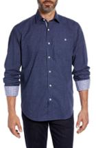 Men's Bugatchi Classic Fit Melange Sport Shirt, Size - Blue