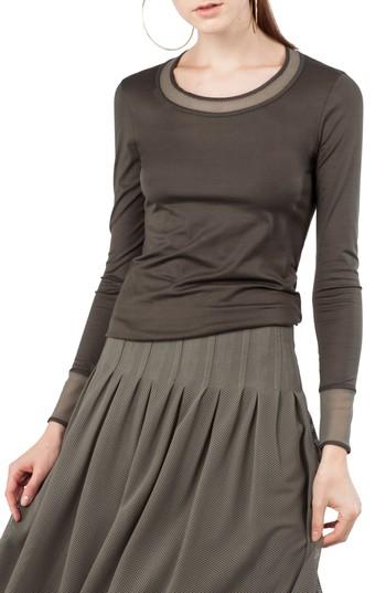 Women's Akris Punto Mesh Detail Jersey Top - Green