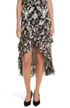 Women's Alice + Olivia Sasha Asymmetrical Tiered Ruffle Skirt - Black