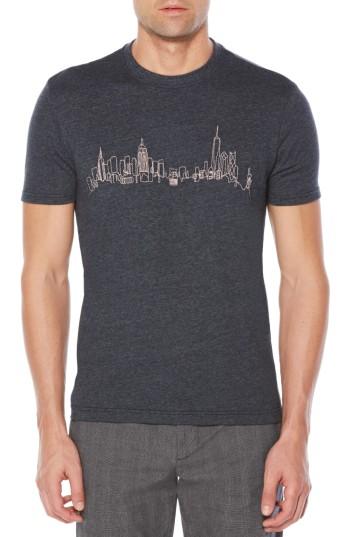 Men's Original Penguin Embroidered Nyc Skyline T-shirt - Blue