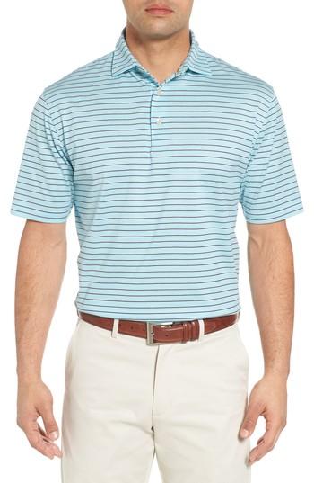 Men's Peter Millar Grandview Sean Stripe Nanoluxe Polo - Blue