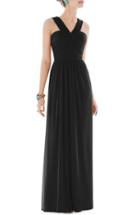 Women's Alfred Sung Shirred Chiffon V-neck Gown - Black