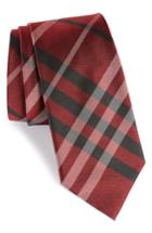 Men's Burberry Manston Check Silk Tie, Size - Red