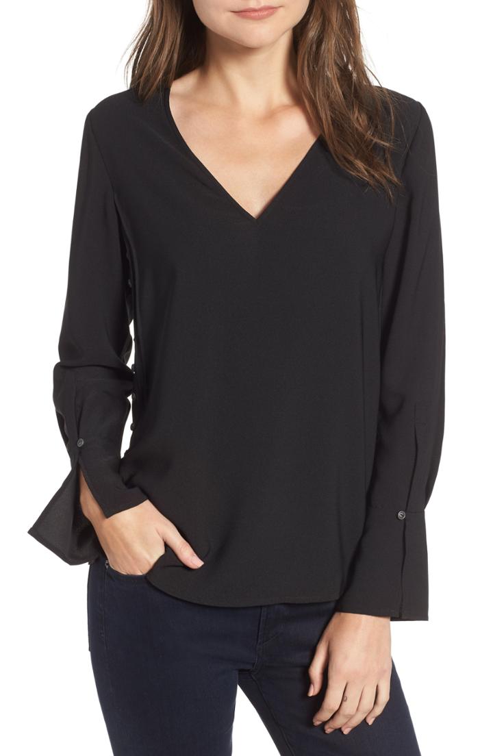 Women's Chelsea28 Button Detail Top - Black