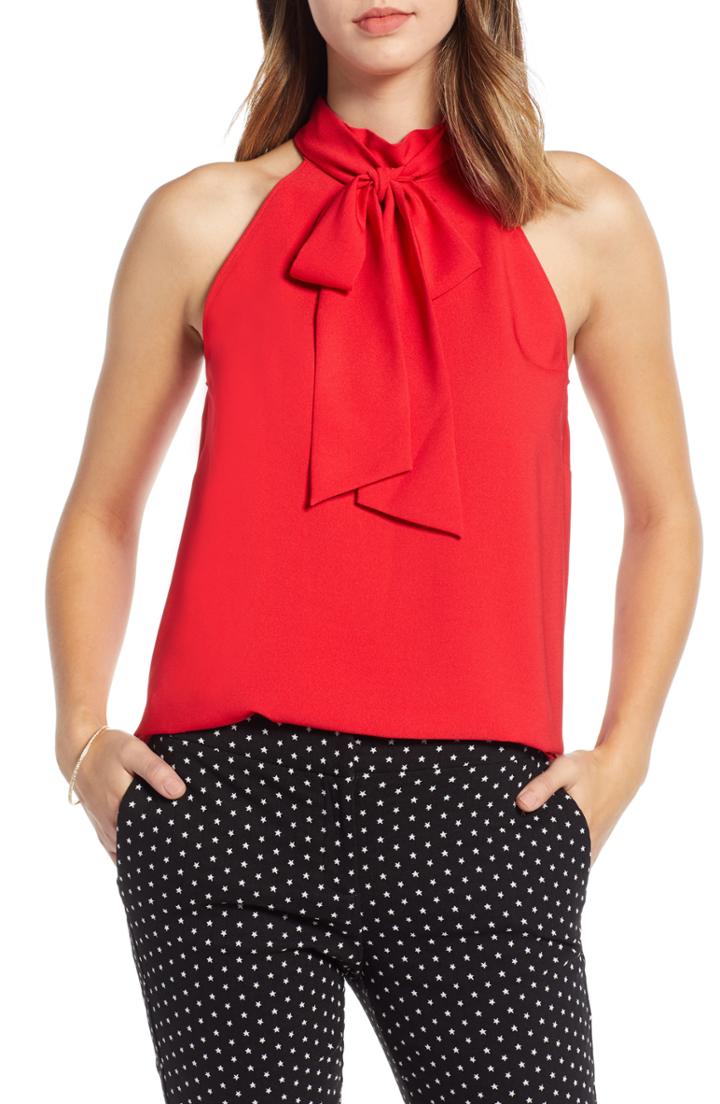Women's 1901 Halter Tie Neck Top - Red