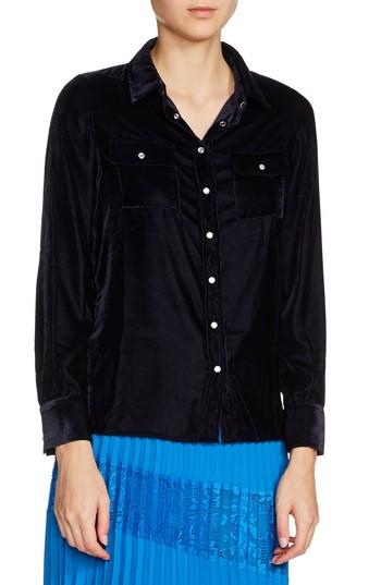 Women's Maje Velvet Shirt - Black