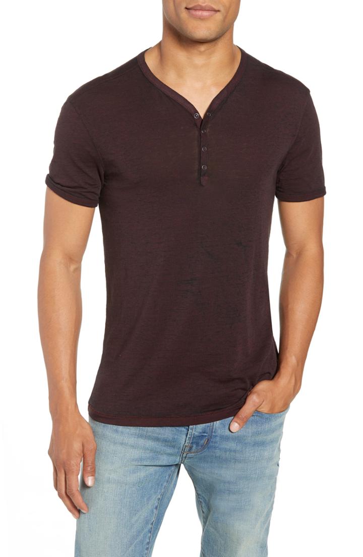 Men's John Varvatos Star Usa Burnout Henley T-shirt, Size - Red