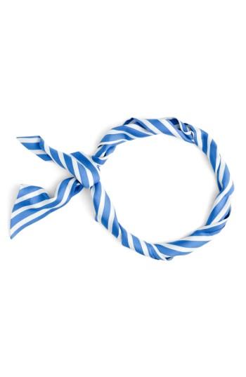 Women's J.crew Classic Stripe Skinny Silk Scarf, Size - Blue