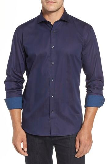 Men's Bugatchi Classic Fit Print Sport Shirt - Purple