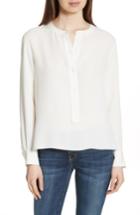 Women's Theory Isalva Classic Georgette Silk Blouse, Size - Ivory