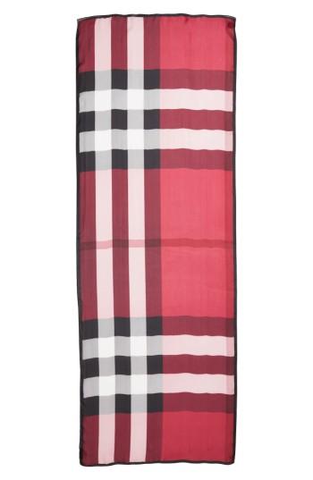 Women's Burberry Mega Check Silk Scarf, Size - Pink