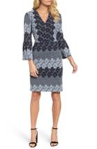 Women's Maggy London Jacquard Bell Sleeve Dress - Burgundy