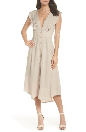 Women's Adelyn Rae Kelsey Button Front Dress - Beige