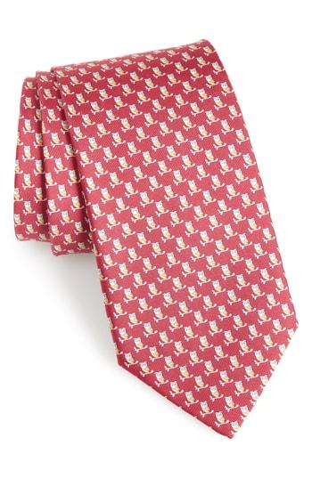 Men's Salvatore Ferragamo Fufo Print Silk Tie, Size - Pink