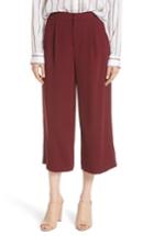 Women's Vince High Waist Wide Leg Crepe Crop Pants - Burgundy