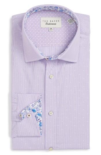 Men's Ted Baker London Endurance Trim Fit Dot Dress Shirt .5 32/33 - Purple