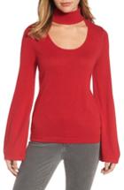 Petite Women's Vince Camuto Bell Sleeve Choker Neck Sweater, Size P - Red