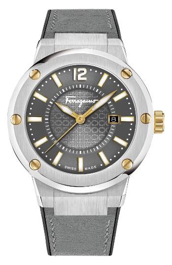 Men's Salvatore Ferragamo F80 Leather Strap Watch, 44mm