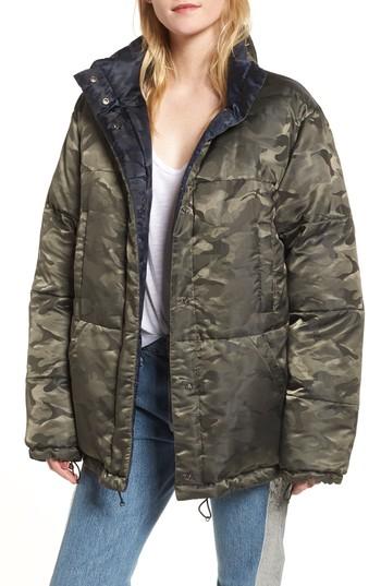 Women's Kendall + Kylie Reversible Puffer Jacket - Green