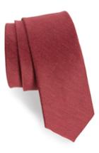 Men's The Tie Bar Herringbone Linen & Silk Skinny Tie, Size - Red