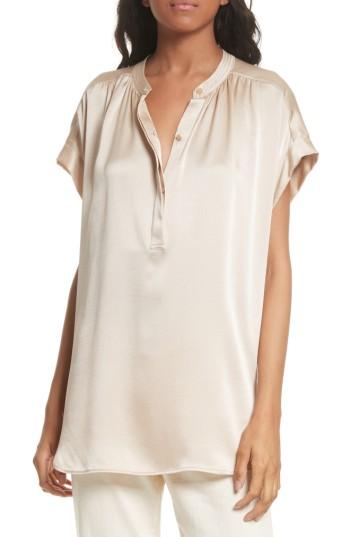 Women's Vince Shirred Silk Blouse - Pink