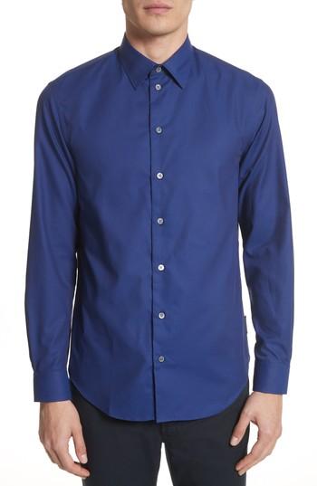 Men's Emporio Armani Textured Dot Print Sport Shirt - Blue