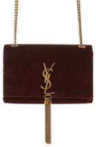 Saint Laurent Small Kate Tassel Velvet Crossbody Bag - Burgundy