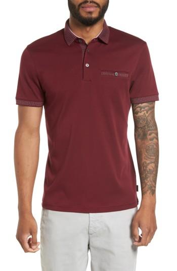 Men's Ted Baker London Rickee Modern Slim Fit Polo (m) - Red