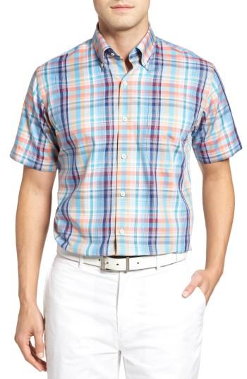 Men's Peter Millar Sailing Plaid Sport Shirt - Blue