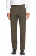 Men's Ballin Flat Front Solid Wool Trousers - Green