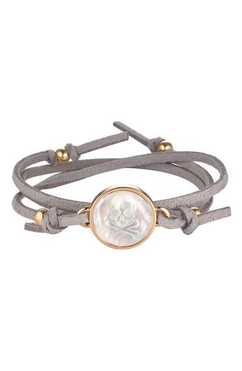 Women's Asha Skull & Bones Suede Wrap Bracelet