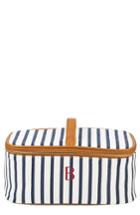 Cathy's Concepts Monogram Stripe Canvas Cosmetics Case, Size - Blue B