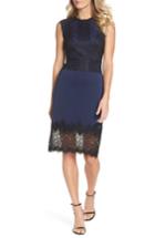 Women's Tadashi Shoji Lace Trim Sheath Dress - Blue