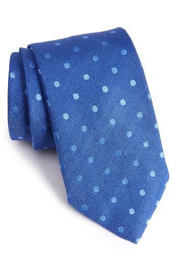 Men's David Donahue Dot Linen & Silk Tie