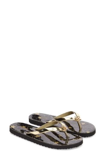 Women's Michael Michael Kors Mk Star Flip Flop M - Metallic