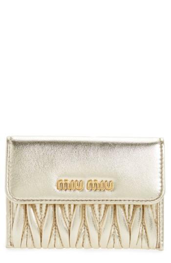 Women's Miu Miu Matelasse Leather Wristlet - Grey