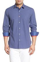 Men's Bugatchi Shaped Fit Medallion Sport Shirt, Size - Blue